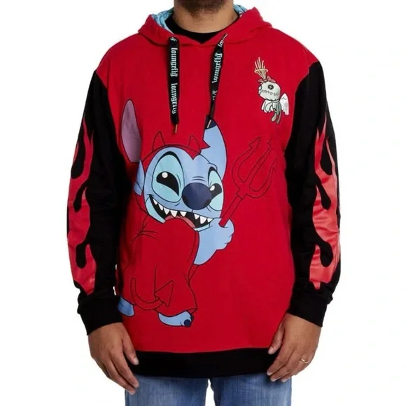Loungefly Red and Black Evil Stitch Hoodie - Picture 3 of 4